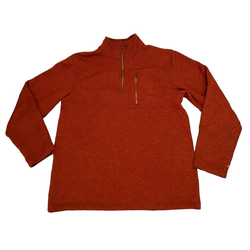 Outdoor Life 1/4 Zip Pullover Sweater Workwear Chest Pocket Brown Mens XL